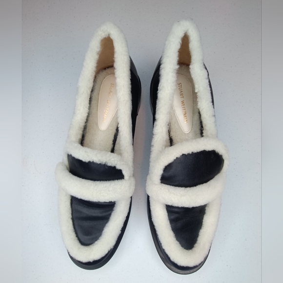 Stuart Weitzman Palmer Chill loafer in black leather with shearling trim 8.5 - Picture 4 of 12